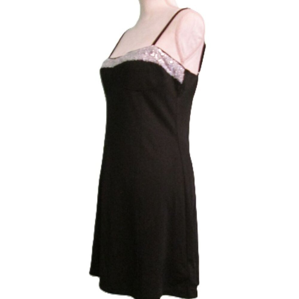 NWT Sequin Square Neck Backless Mini Fit & Flare Black Dress-Large